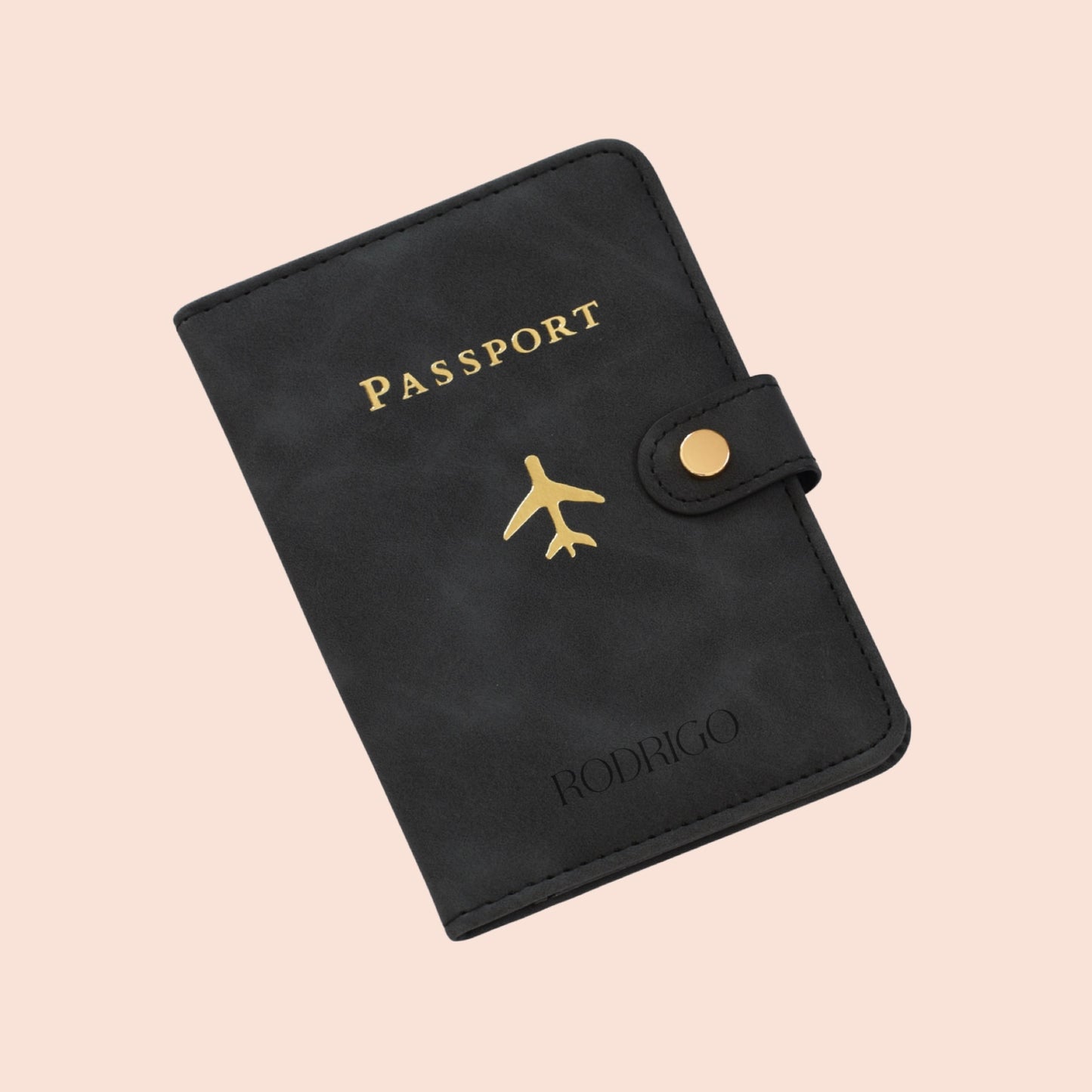 Portapasaporte Negro/Dorado