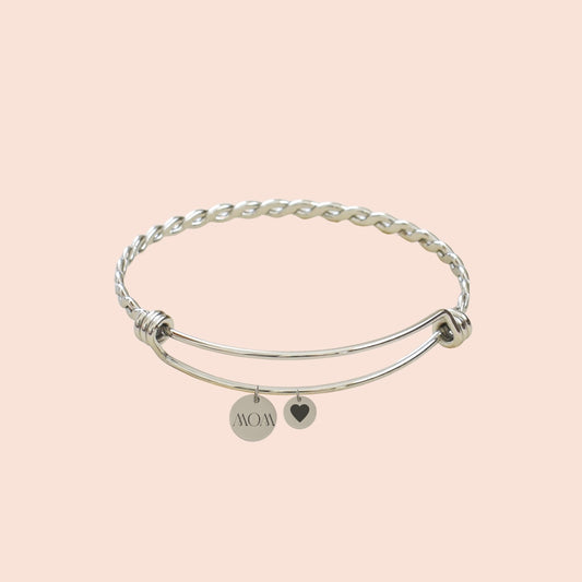 Brazalete Rígido Torzal Plateado