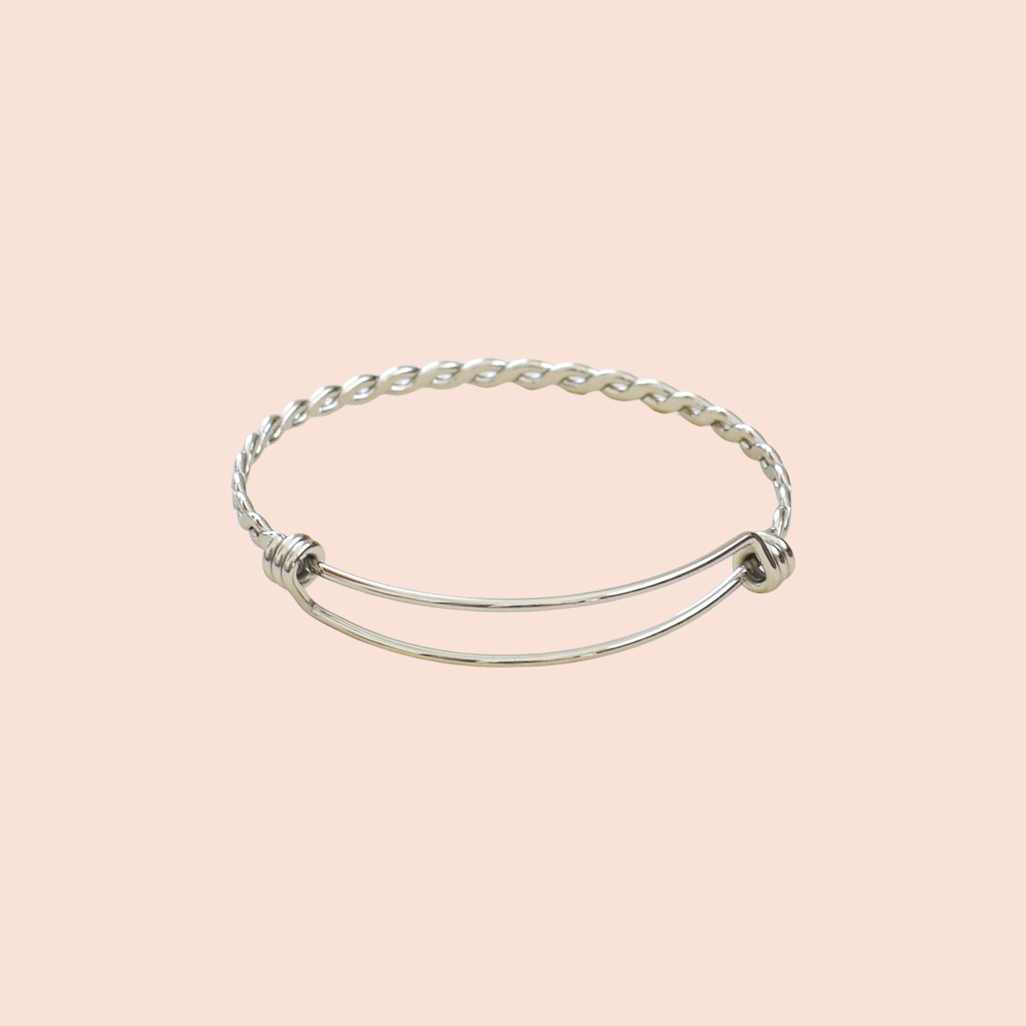Brazalete Rígido Torzal Plateado