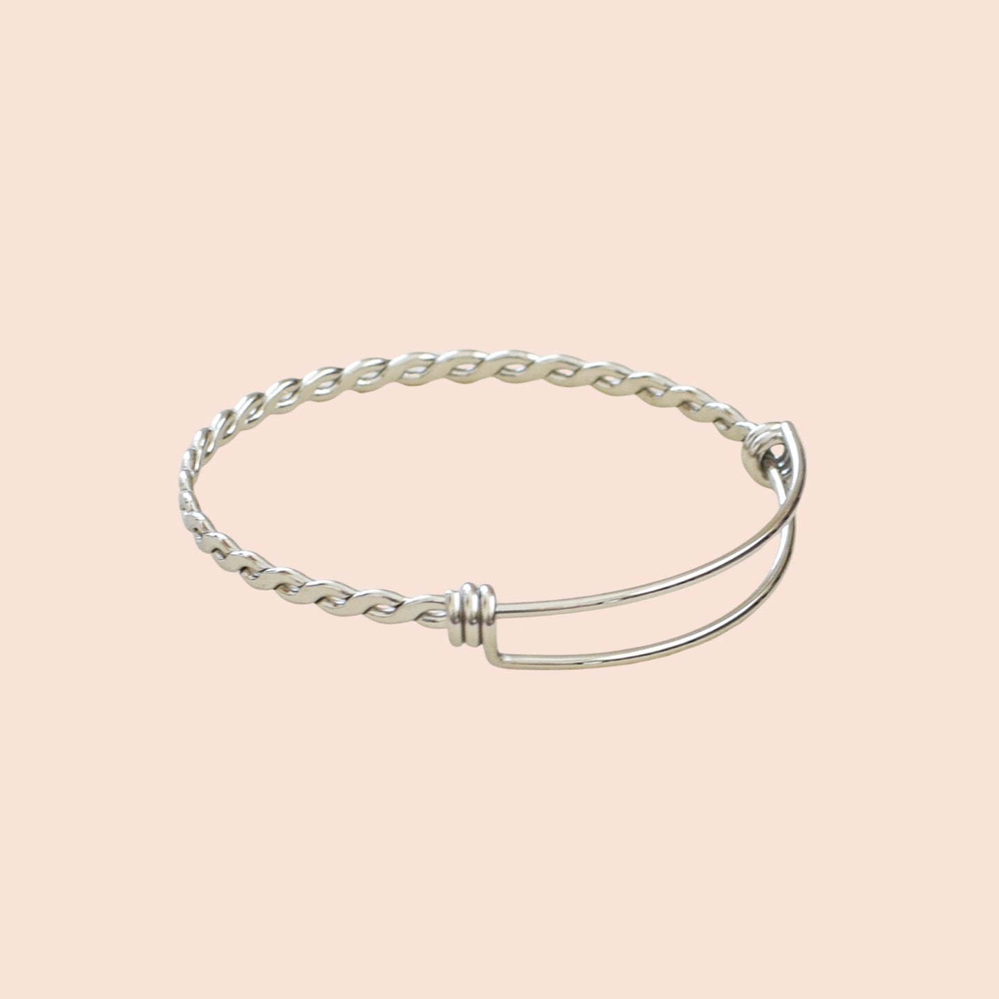 Brazalete Rígido Torzal Plateado