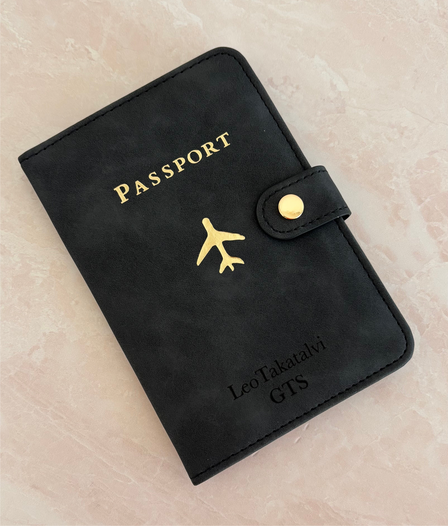 Portapasaporte  Negro/Dorado